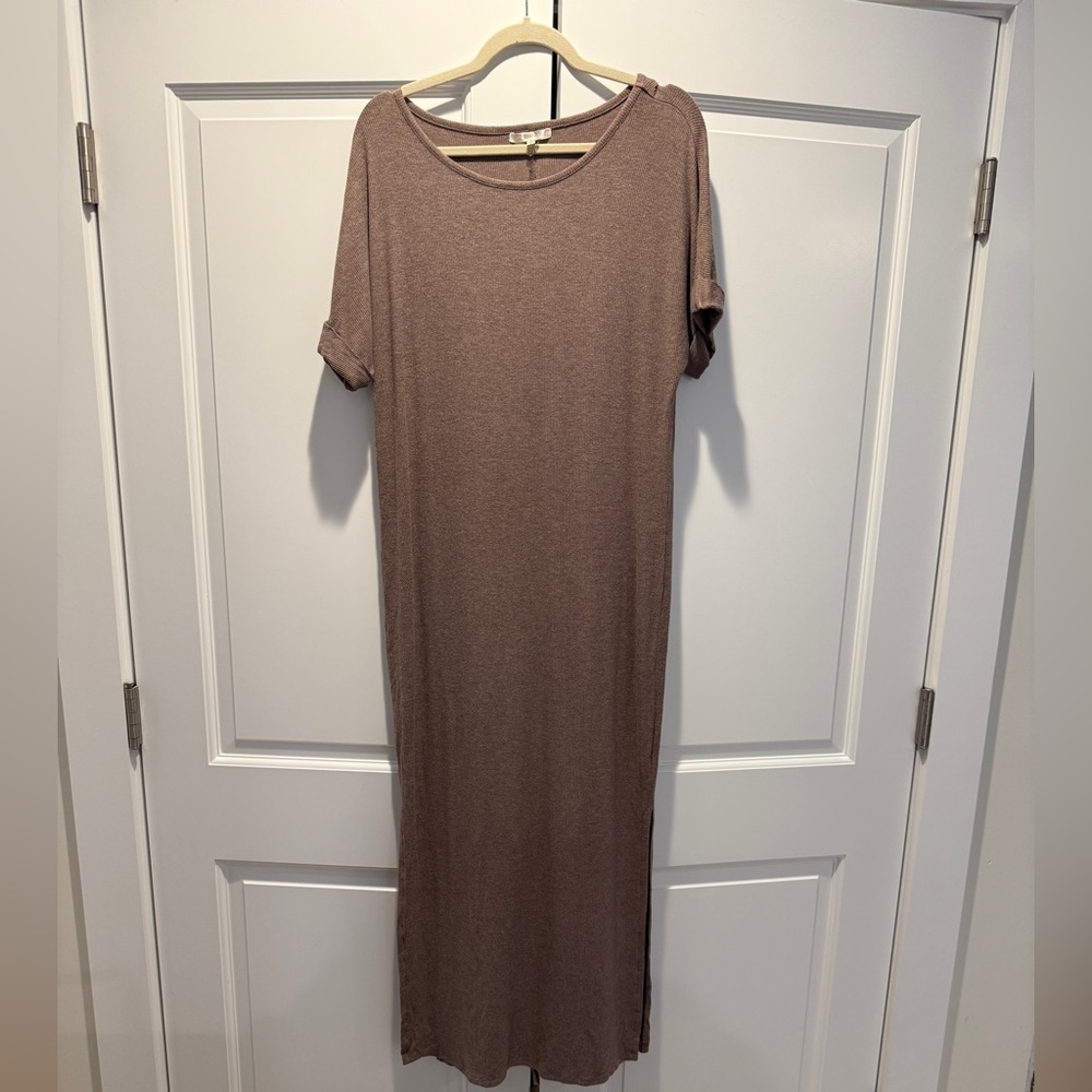 Z Supply Brown Maxi Dress Casual Crew Neck